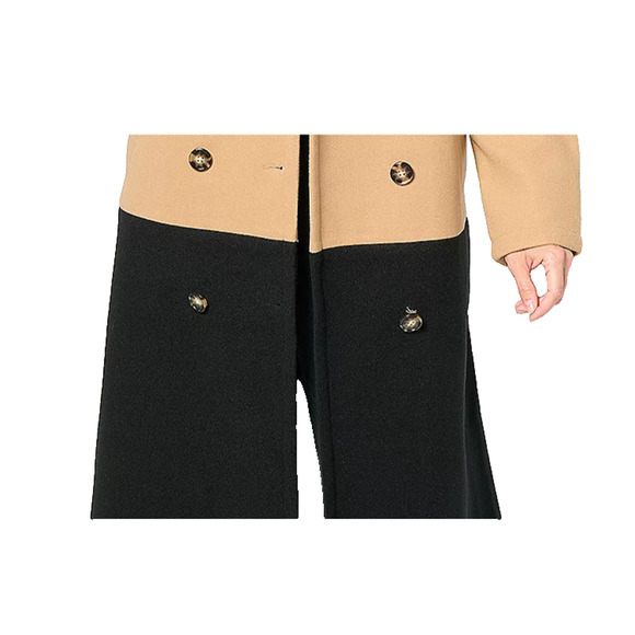 Carla Rockmore Collection The Muse Color Blocked Coat Camel Petite L A670443 - Picture 2 of 2